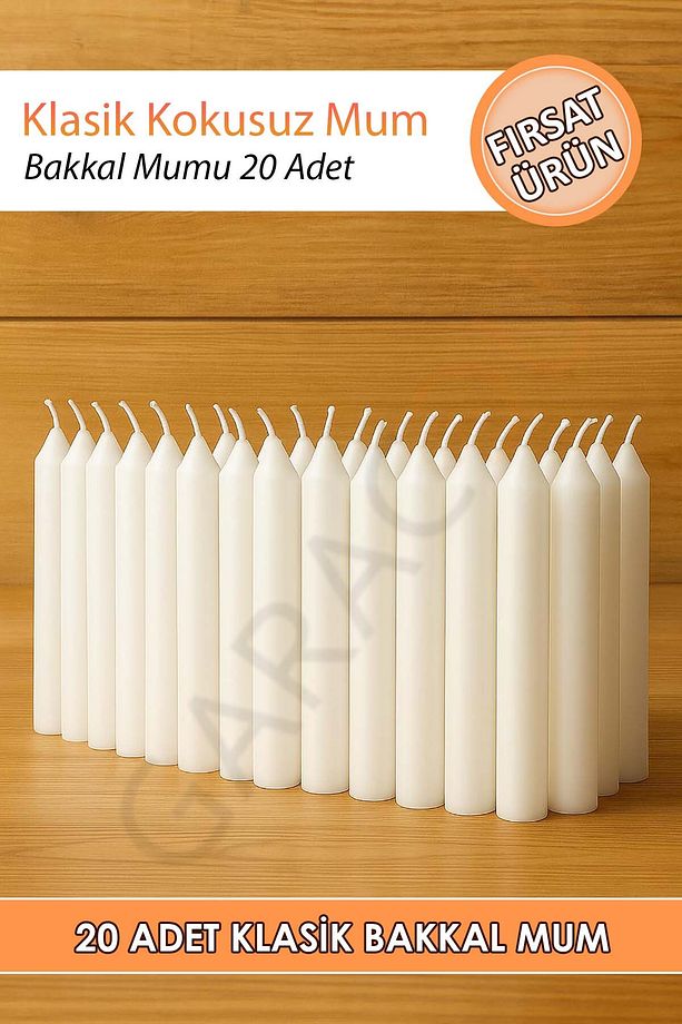 Klasik Kokusuz Bakkal Mum Dilek Mumu 20 Adet (10 CM) - 1