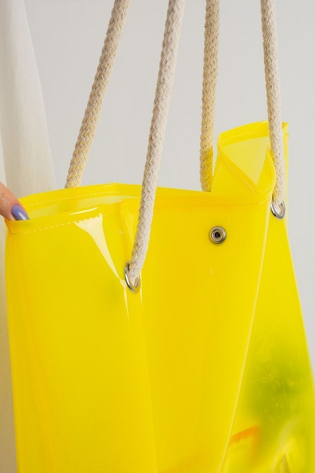 Sarı Kadın Beach Bag Tpu Şeffaf Plaj Çantası - 6