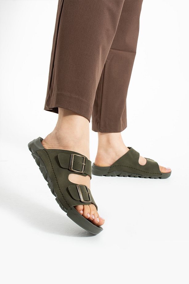 Haki Yazlık Unisex Çift Toka Yumuşak Ve Hafif Terlik - 7