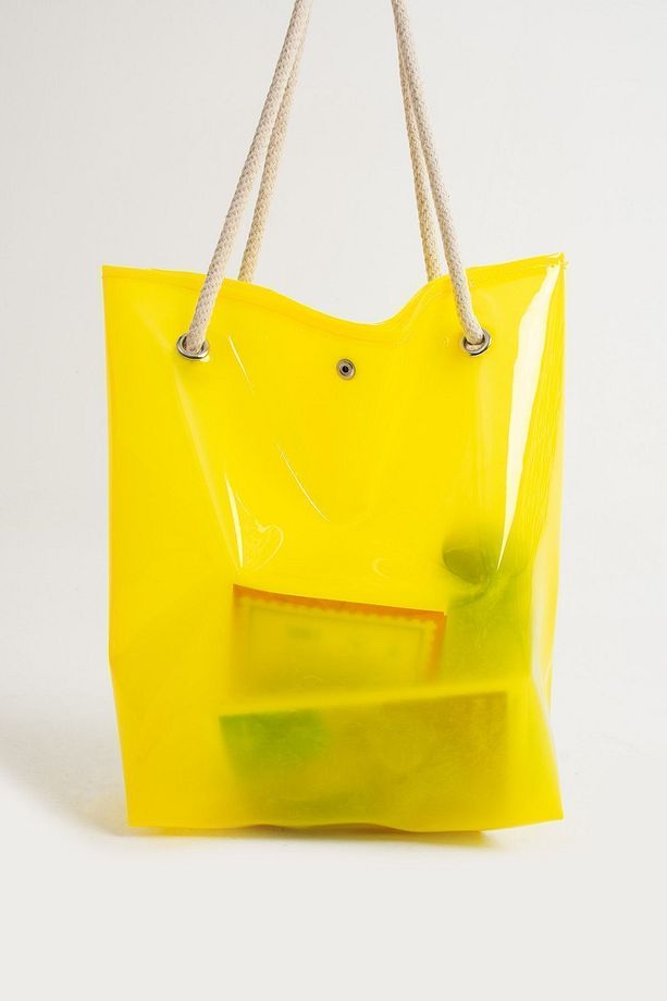 Sarı Kadın Beach Bag Tpu Şeffaf Plaj Çantası - 7