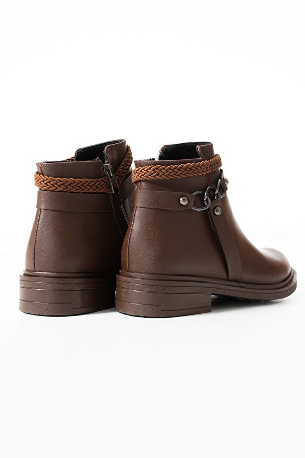 Kadın Kahverengi Fermuarlı Bot - 9