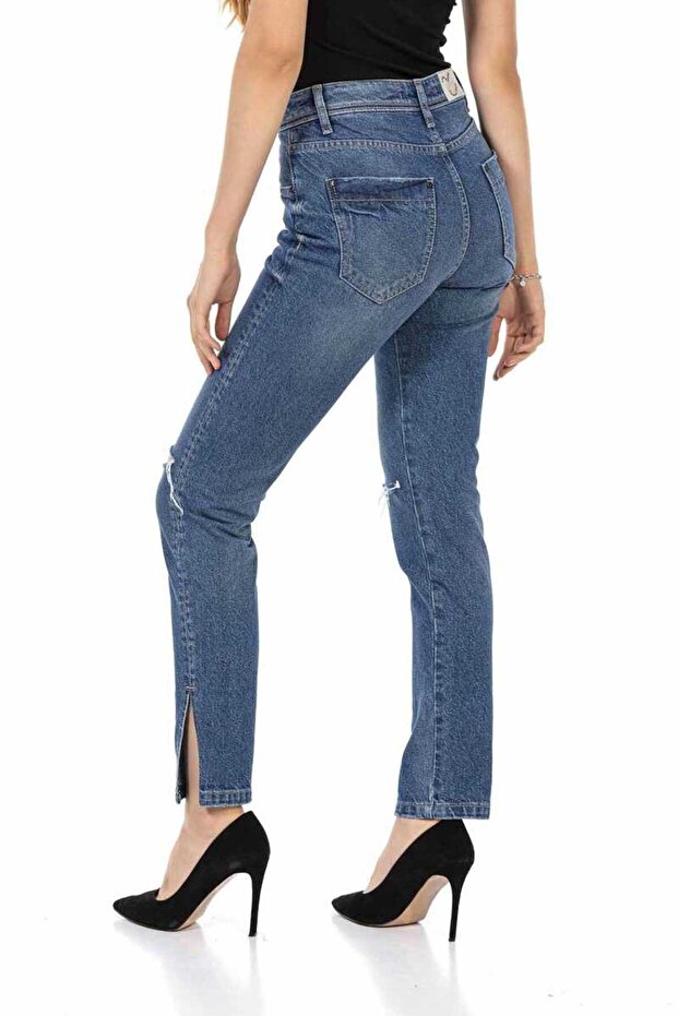 Wd448 Ripped Basic Mom Jeans - 5