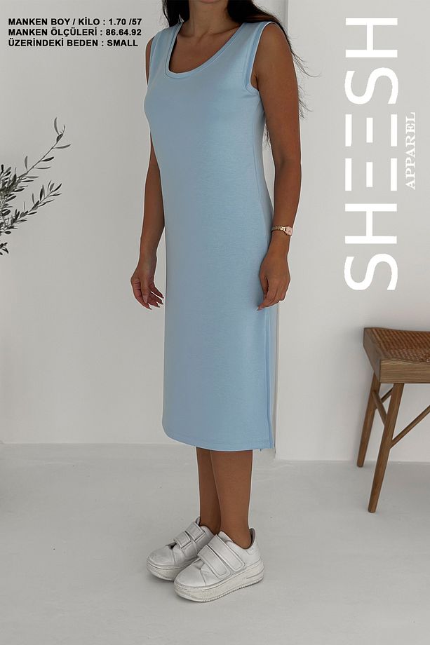 Bebe Mavi Askılı Basic Modal Yazlık Elbise - 6