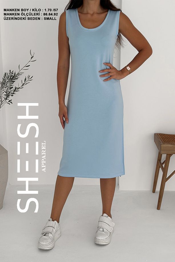 Bebe Mavi Askılı Basic Modal Yazlık Elbise - 5