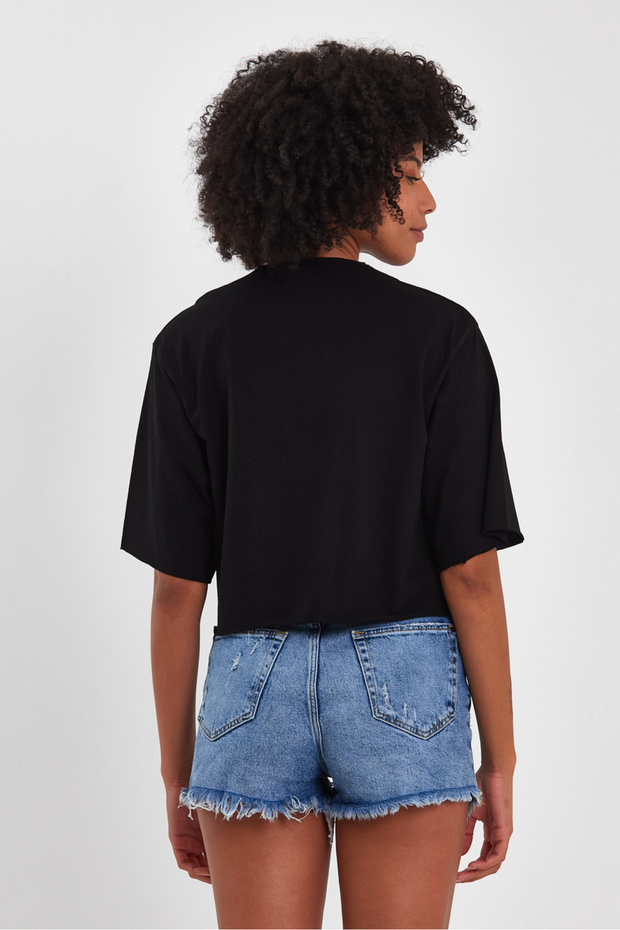 Kadın Basic Oversize Crop - 2