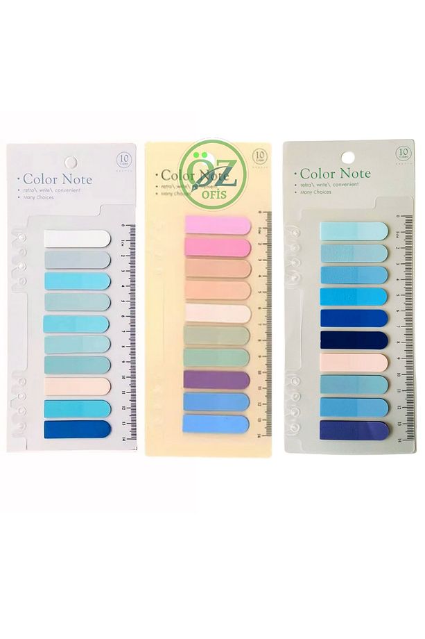 Pastel Tonlar 600 Yaprak Şeffaf Cetvelli Postit Ayraç Not Kağıdı Seti 3 Adet set-4 - 1