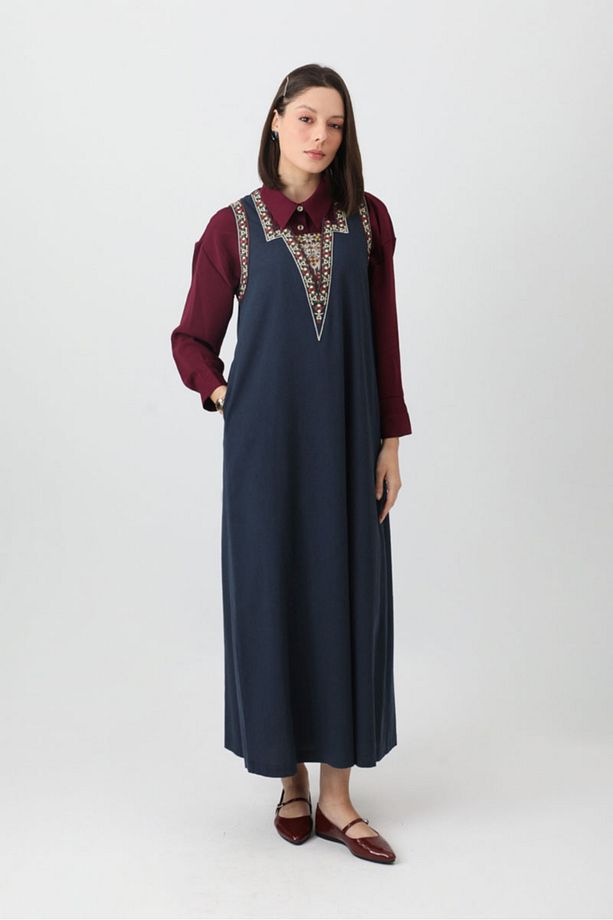 Hazal Etnik Nakışlı Jile Lacivert - 4