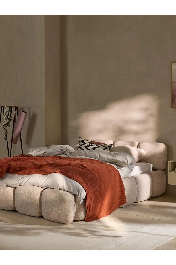 Most Oktagon Bazalı Karyola Bej Bukle Kumaş İşbir Kuştüyü Sünger 180x200 Yatak İçin - 6