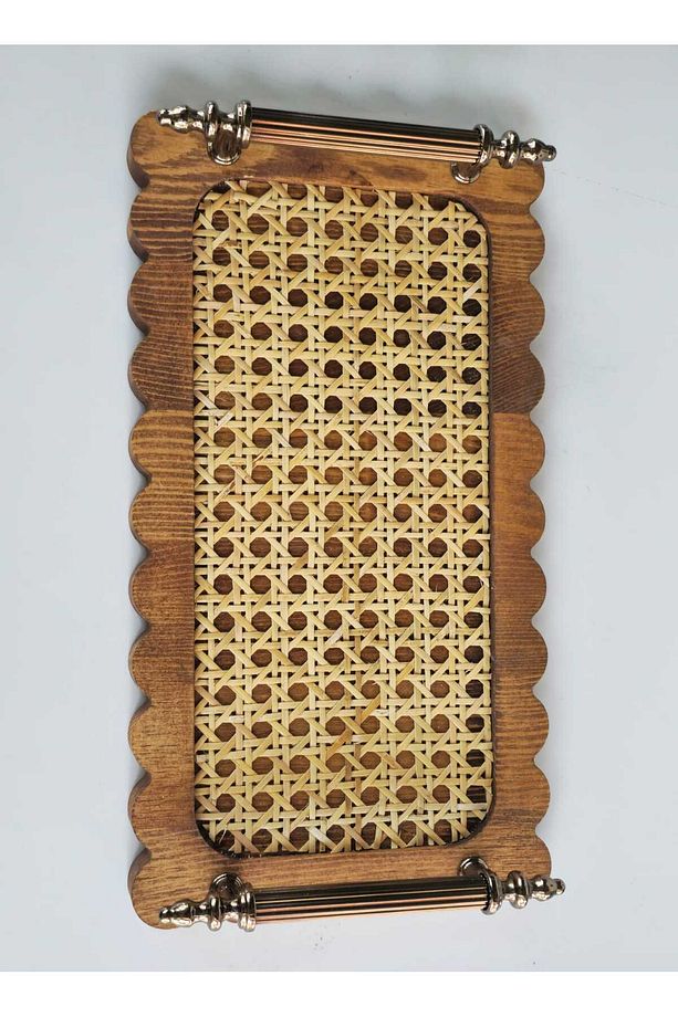 AHŞAP HAZERAN SUNUM TEPSİSİ RATTAN TEPSİ - 8