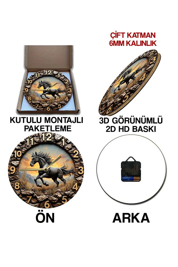 Sessiz Yuvarlak Ahşap Duvar Saati, Kuvars Hareketli 3d Görünümlü 2d Saat Sdw Serisi - 7
