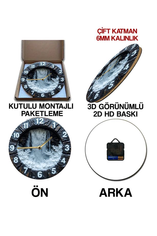 Sessiz Yuvarlak Ahşap Duvar Saati, Kuvars Hareketli 3d Görünümlü 2d Saat Sdw - 7