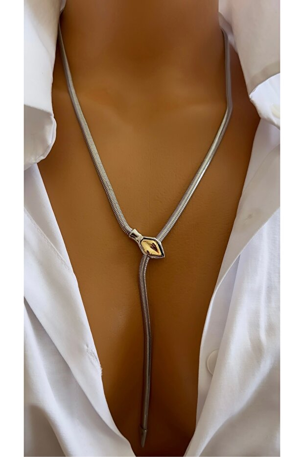 قلادة فضية على شكل ثعبان - 3