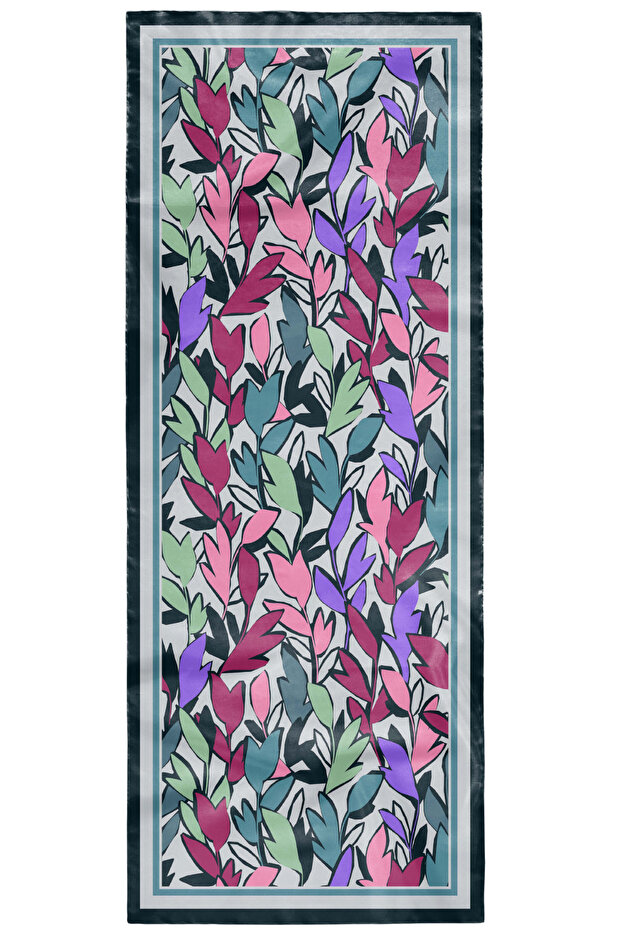 شال قطني ناعم باللون الأخضر بنمط أوراق الشجر - 6