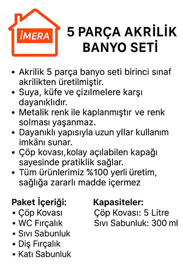 Beyaz Banyo Seti 5 Parça - 3