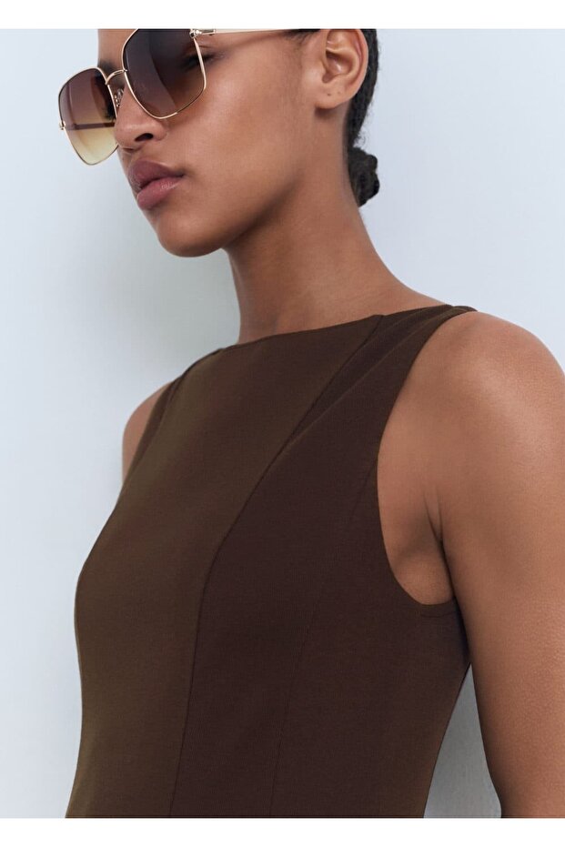 Pileli evaze elbise - 7