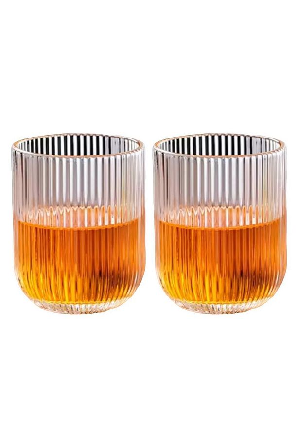 Çizgili Su,Meşrubat,Latte,Nescafe, Smoothie Cam Bardak 2 Adet 160 ML-2013 - 1