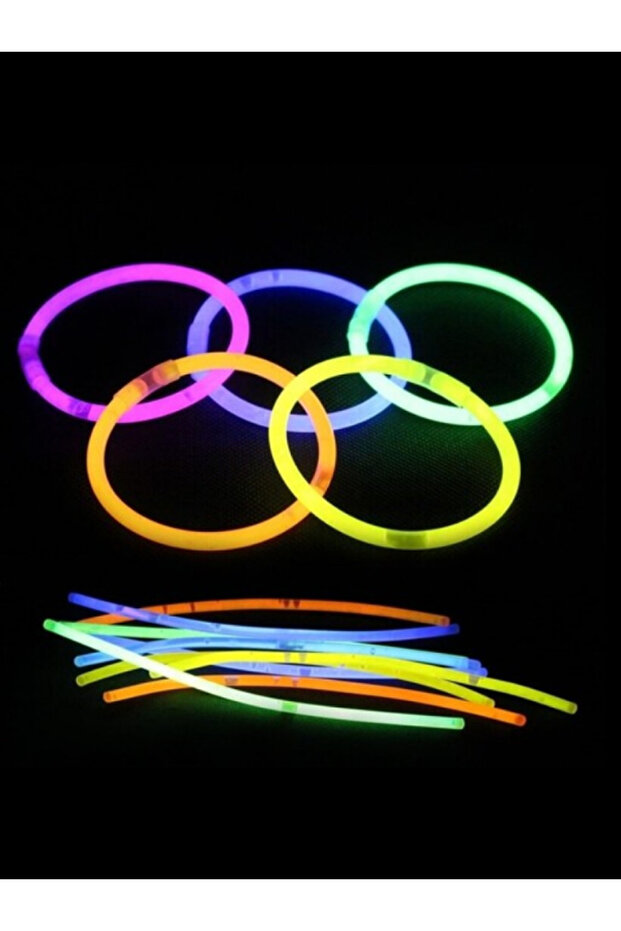 Neon Parti Çubukları 50 Adet Karanlıkta Parlayan Fosforlu Işıklı Çubuklar Kolye Bileklik Parti Süsü - 3