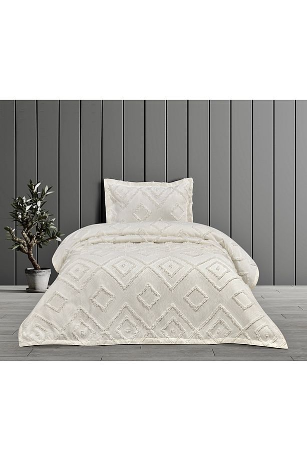 Iskandinav Tek Kişilik Yatak Örtüsü Takımı 180x250 - EKRU - - 2