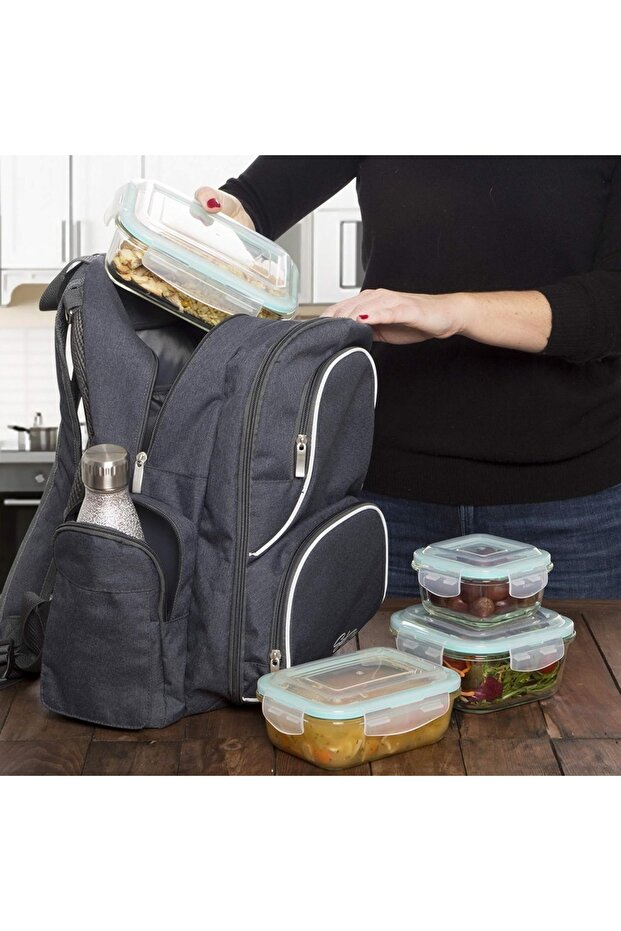 Rectangle Glass Container 3 Pcs 3764 1040ml Airtight, Durable & Multi-purpose Storage - 7