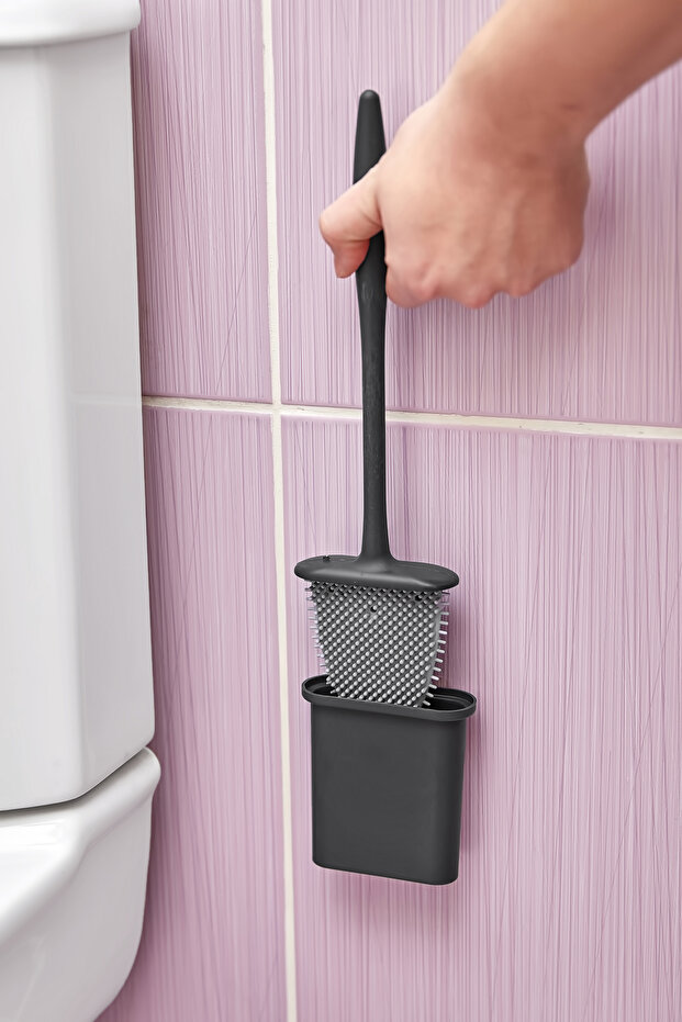 Silikon Duvara Yapışan Bükülebilir Pratik Silikon Wc Klozet ve Tuvalet Fırçası - 5