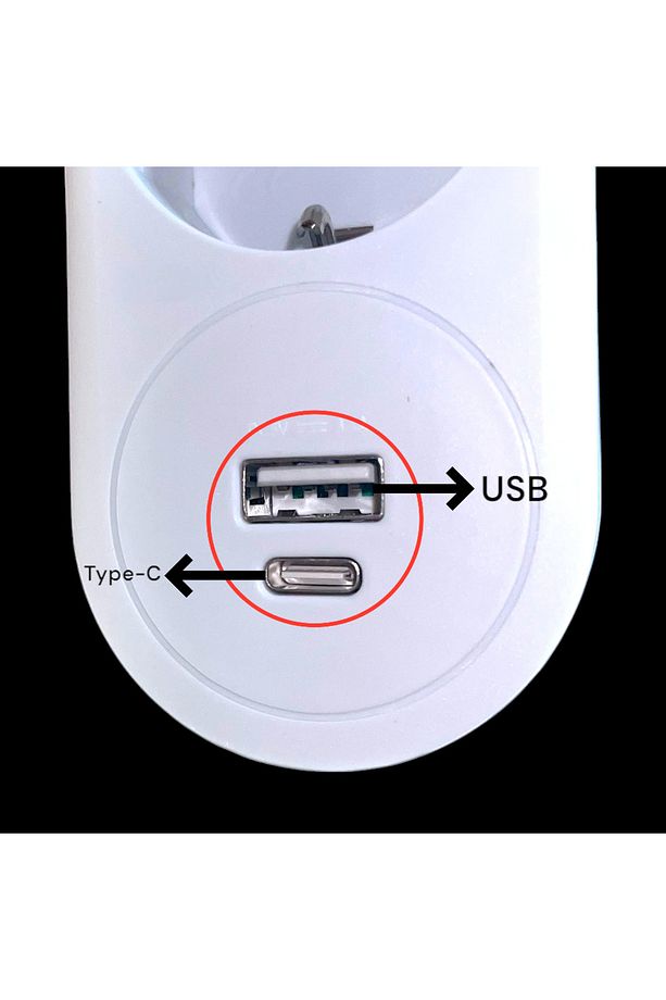 Tek-iş Duvar Tipi Priz Adaptörü | Usb Type-c Çıkışlı, 3.4a Hızlı Akıllı Şarj Özellikli - 4