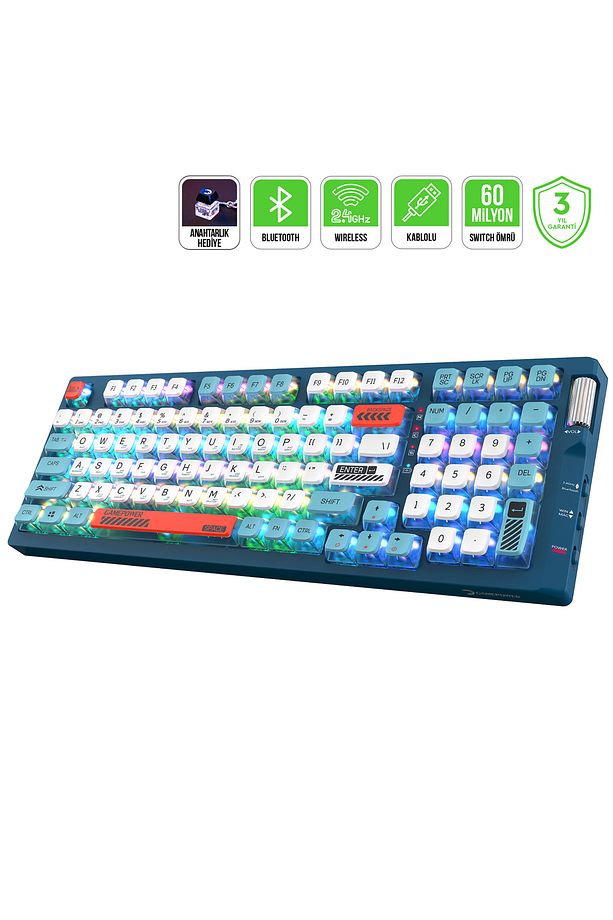 Sense Rgb Wireless/bluetooth/kablolu Mekanik Red Switch Gaming Klavye - 1
