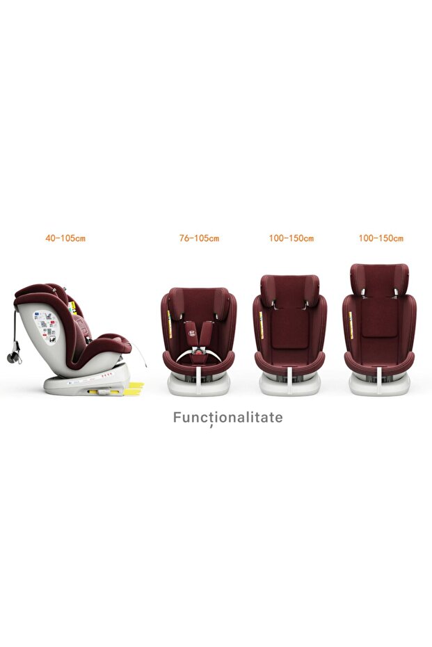 Scaun auto TWT Plus iSize Buf Boof Red isofix Rotativ 360 Pozitie Somn Top Tether 40-150 cm - 3