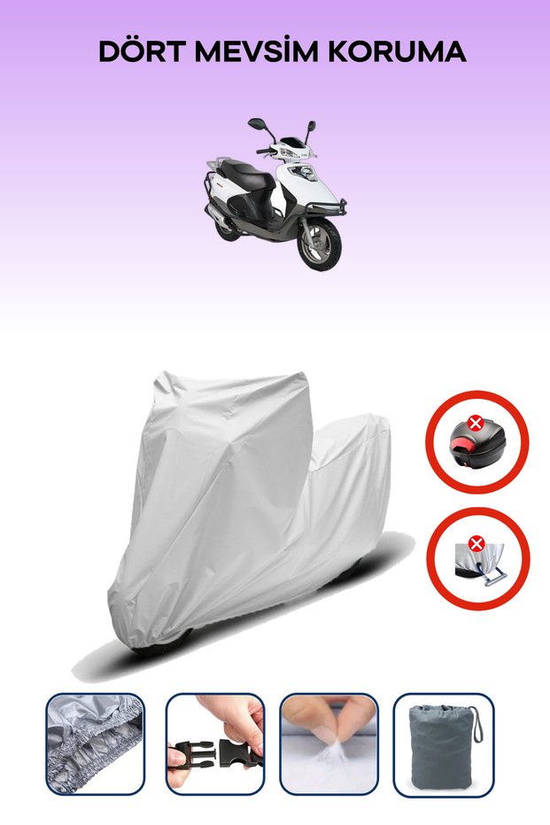 Gray "Kuba Vn50 Pro" Motorcycle Tarpaulin, Tailbag and Lock Do Not Match