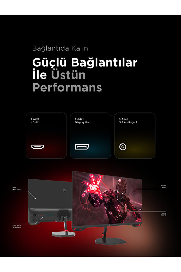Crimson CR25R180 24,5" 180HZ 0.5MS CSOT FAST IPS FHD ADAPTIVE-SYNC FLAT ÇERÇEVESİZ GAMING MONİTÖR - 6