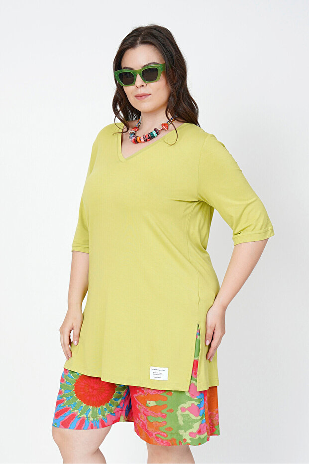 V-YAKA DÖKÜMLÜ BASIC TİŞÖRT - 6