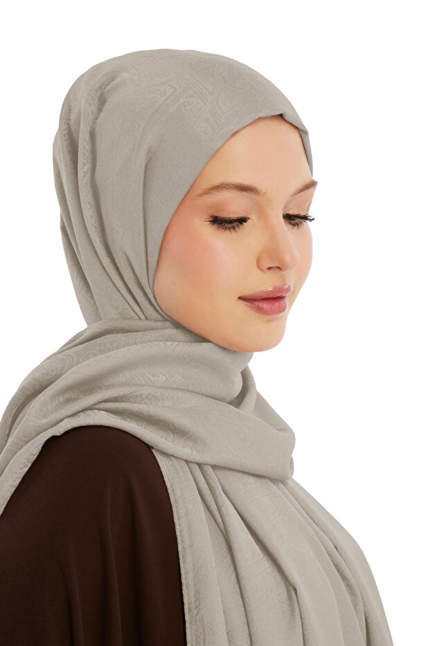 Monogram Etnik Desen Şal - Bej - 5