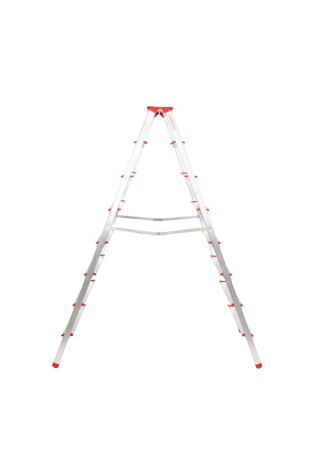 Alüminyum Çift Çıkışlı Merdiven 8 Basamak | Kaymaz Ayaklı | Endüstriyel Tip - 2