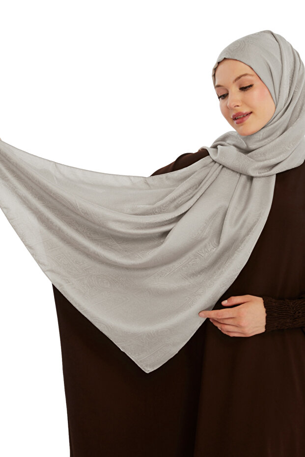 شال بنمط عرقي مونوجرام - كريمي داكن - 1