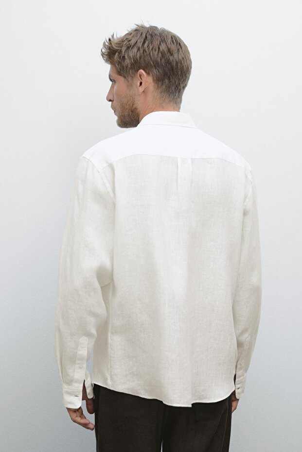 Regular fit 100% linen shirt - 3