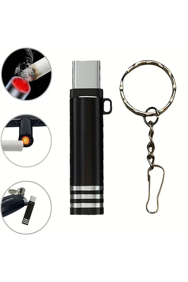 USB-C Çakmak Telefon Hemen Kullanım Taşınabilir Acil Durum Çakmağı Kamp Seyahat ve Günlük Kullanım - 7