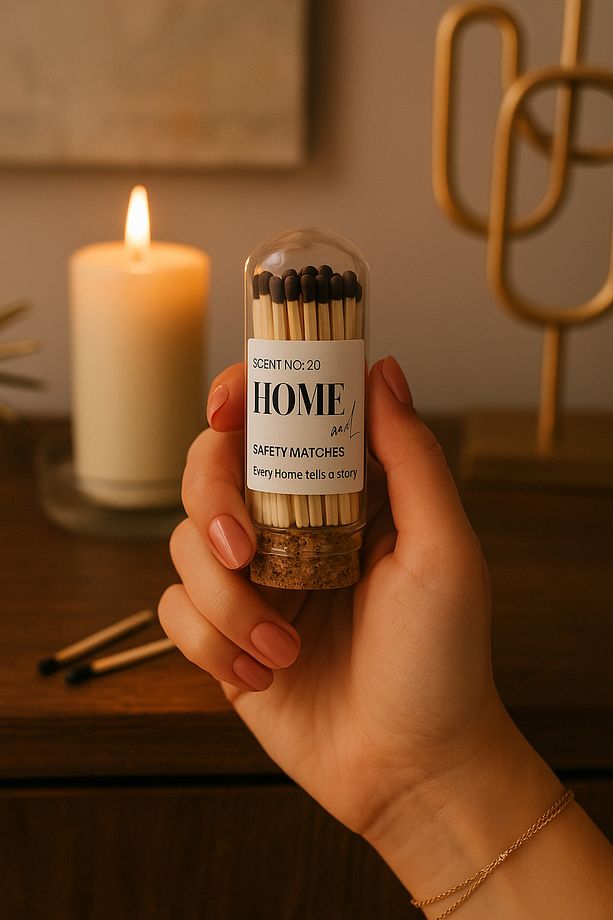 Mantar Kapaklı Cam Şişede Dekoratif Kibrit - HOME AND LOVE - 3