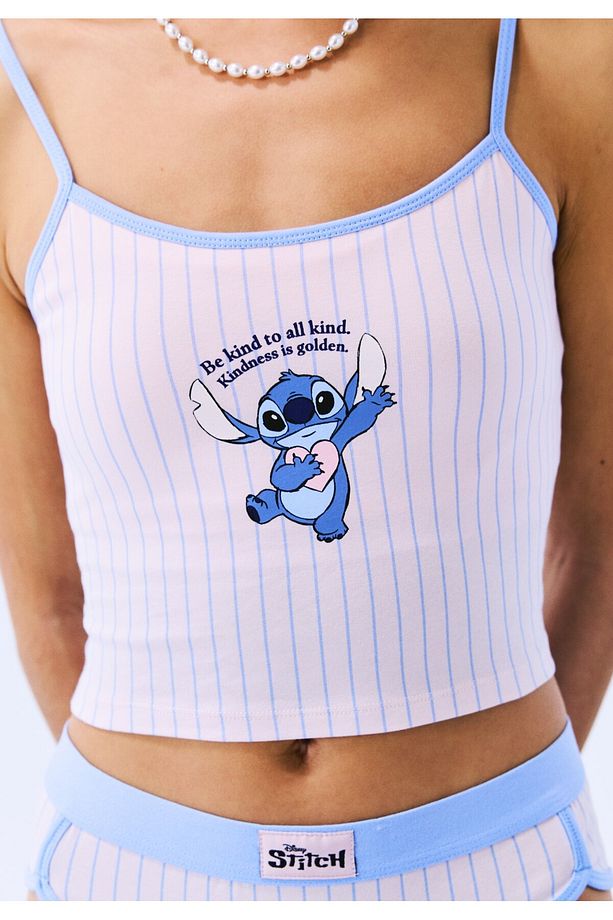 Thin Strap Removable Padded Crop Açık Pembe Atlet - Stitch Koleksiyonu - 2