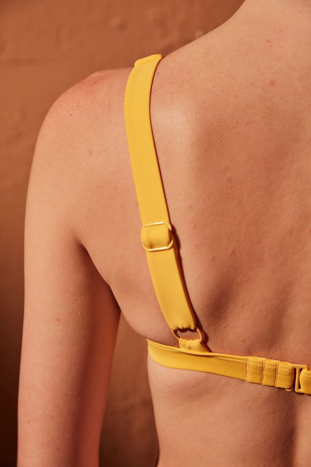 Basic Deep V Sarı Bikini Üstü - 5