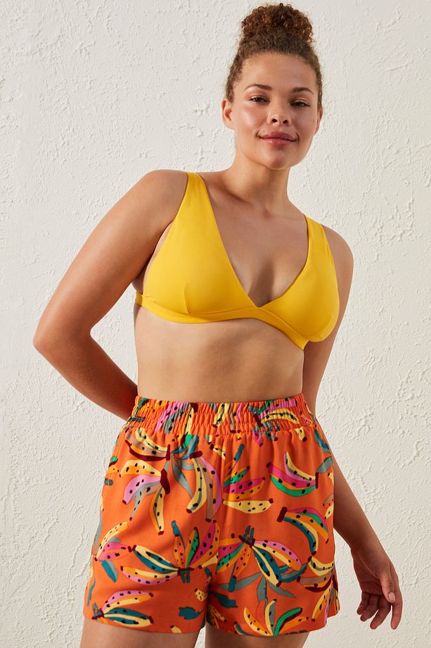 Basic Deep V Sarı Bikini Üstü - 1