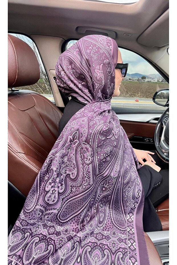 Retro Desen Şal - Mor - 2