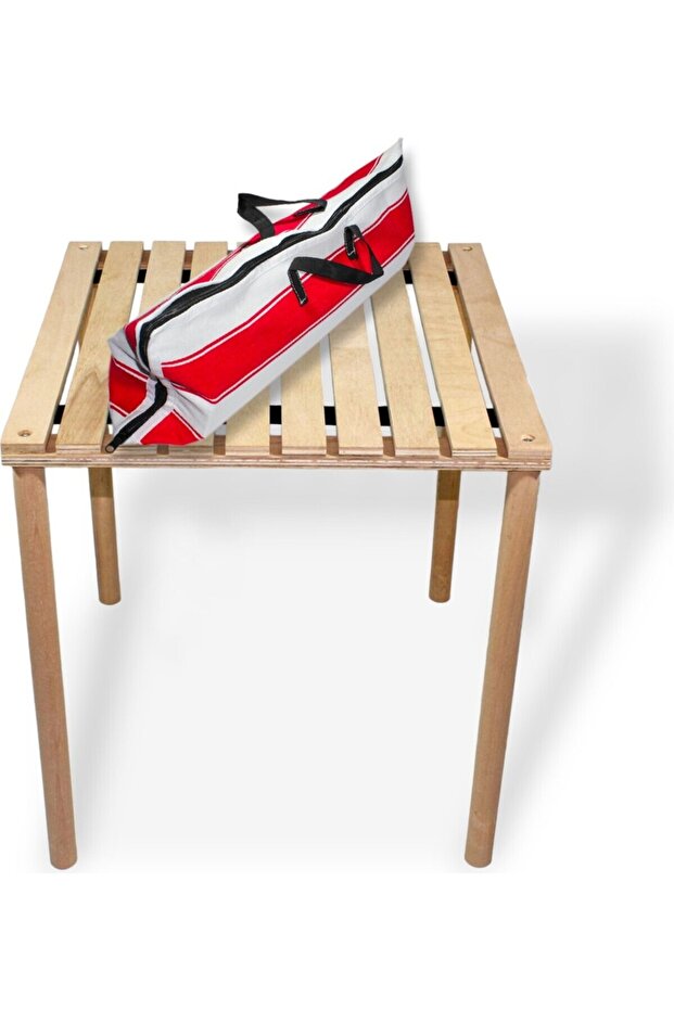 Ahşap Katlanır Rulo Masa Kamp 60x60 - 4