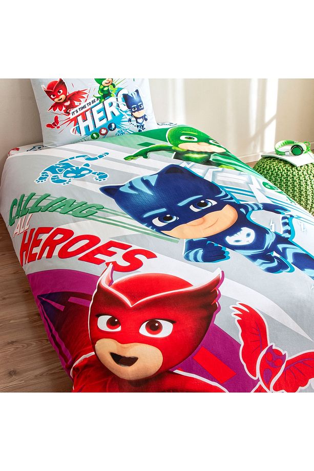 Taç Lisanslı Pj Masks Super Team Pamuk Tek Kişilik Nevresim Takımı - 2