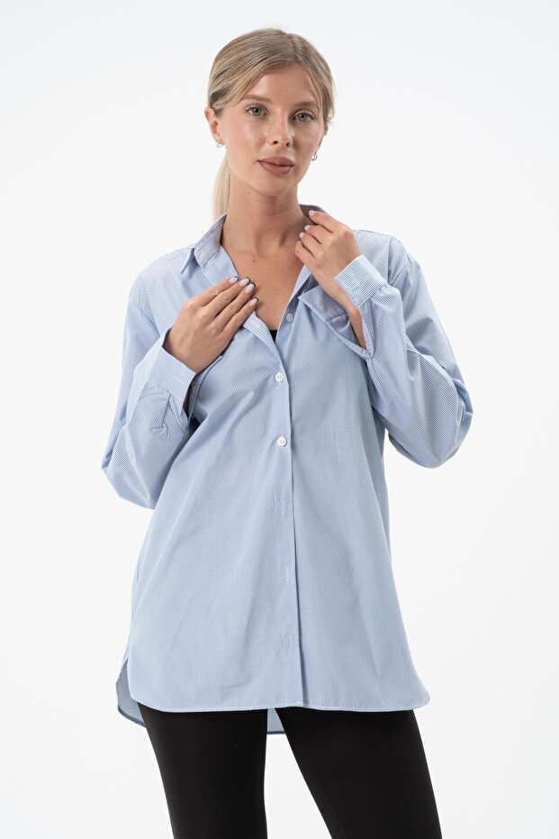 Women's Patterned Solid Colored Shirt - 1