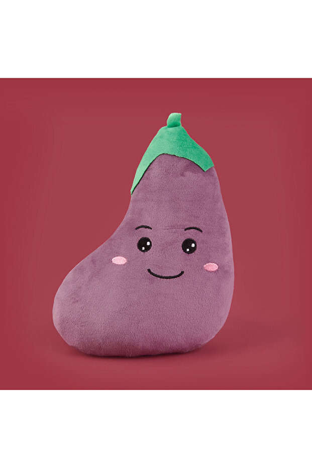 Soft Patlıcan Figürlü Yastık - Mor - 25 cm - 2