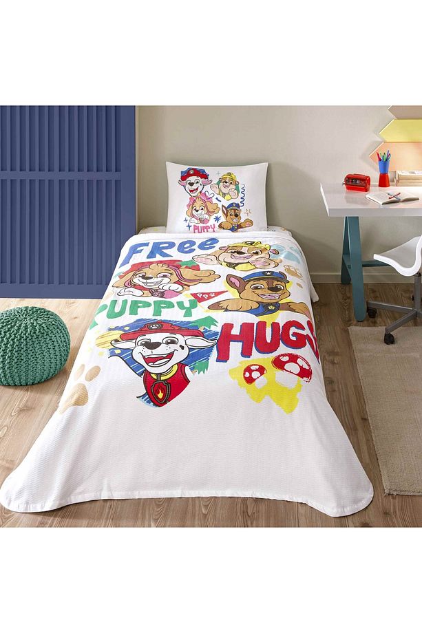 Lisanslı Paw Free Hugs Tek Kişilik Pamuk Pike Takımı - 1
