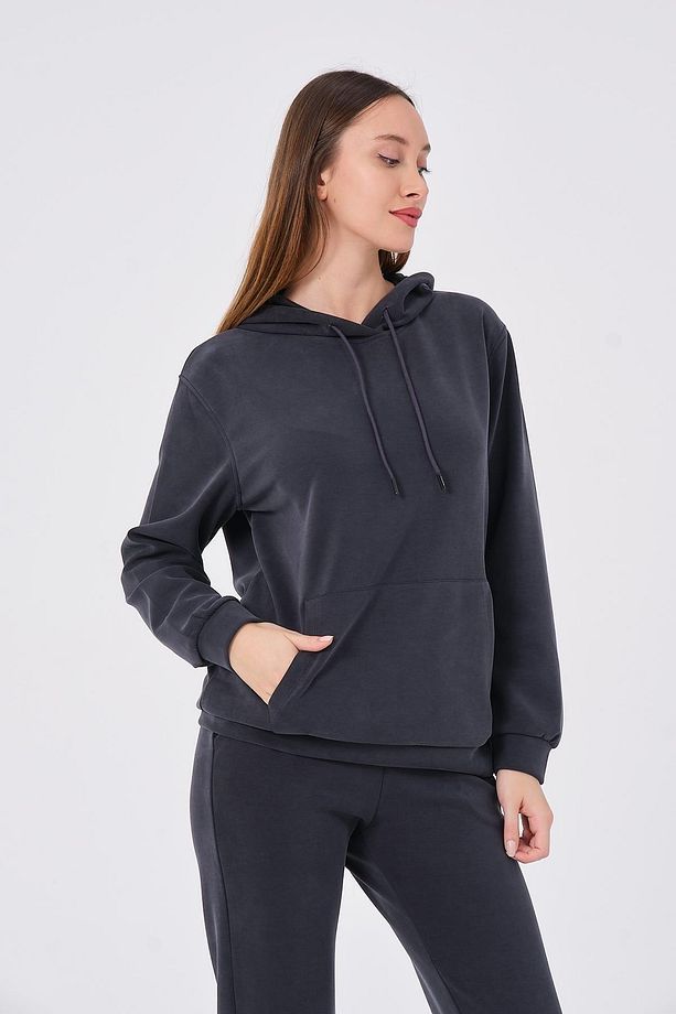 Kadın Yumuşak Kumaş Eşofman Takımı Eşofman Altı ve Sweatshirt - 1