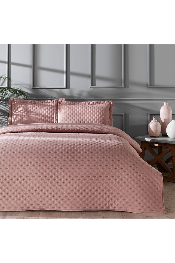 Gardenia Çift Kişilik Yatak Örtüsü Seti Gül Kurusu - 1