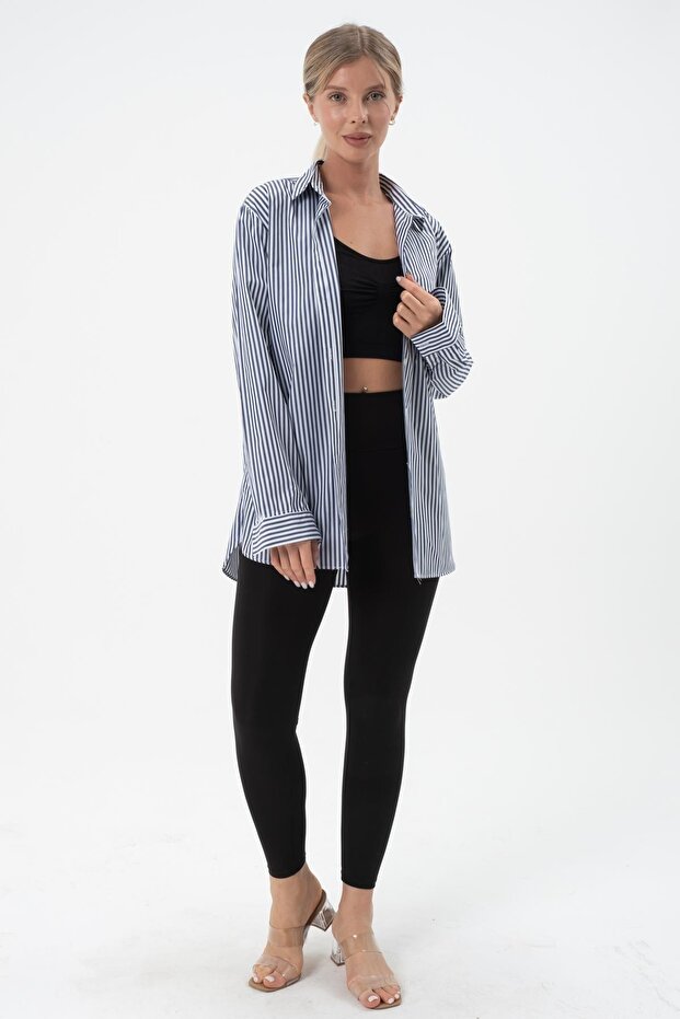 قميص نسائي منقوش بلون سادة - 5