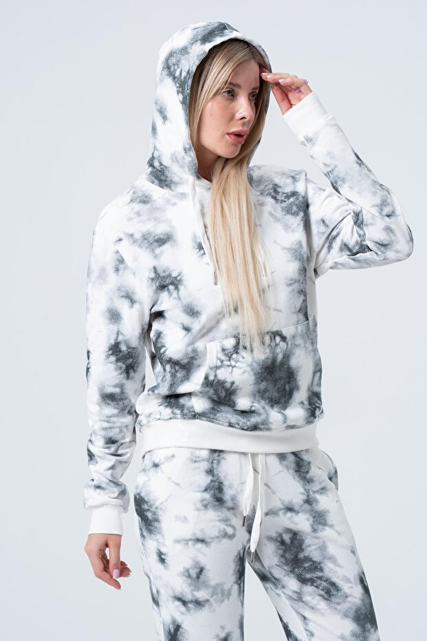 Kadın Batik Kapüşonlu Sweatshirt - 3