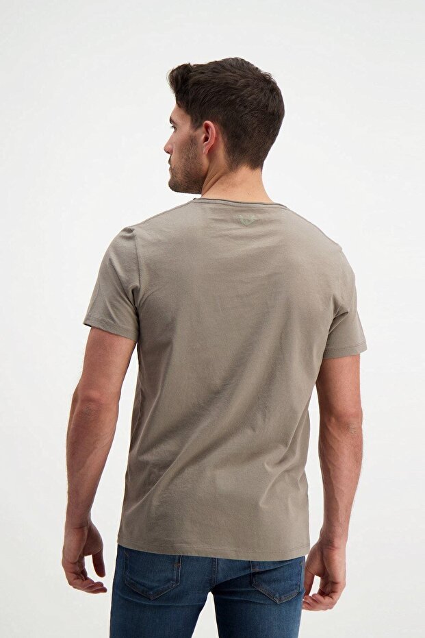 Καφέ ανδρικό μπλουζάκι Basic Washed - 4